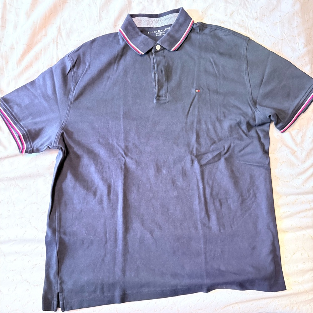 Tommy Hilfiger Dark Blue Polo with Pink Accents